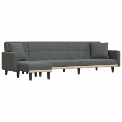 Canapé-lit en forme de L gris foncé 275x140x70 cm tissu 