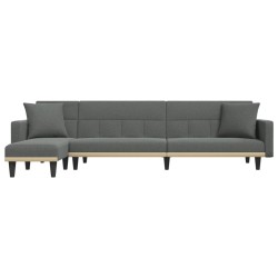 Canapé-lit en forme de L gris foncé 275x140x70 cm tissu 
