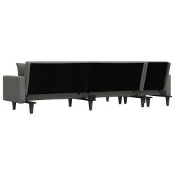 Canapé-lit en forme de L gris foncé 275x140x70 cm tissu 