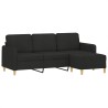 Canapé à 3 places avec repose-pieds Noir 180 cm Tissu 
