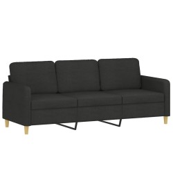 Canapé à 3 places avec repose-pieds Noir 180 cm Tissu 