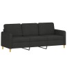 Canapé à 3 places avec repose-pieds Noir 180 cm Tissu 