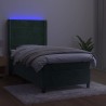 Sommier à lattes de lit matelas LED Vert foncé 80x200cm Velours 