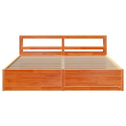Cadre de lit et tête de lit cire marron 180x200 cm bois de pin 