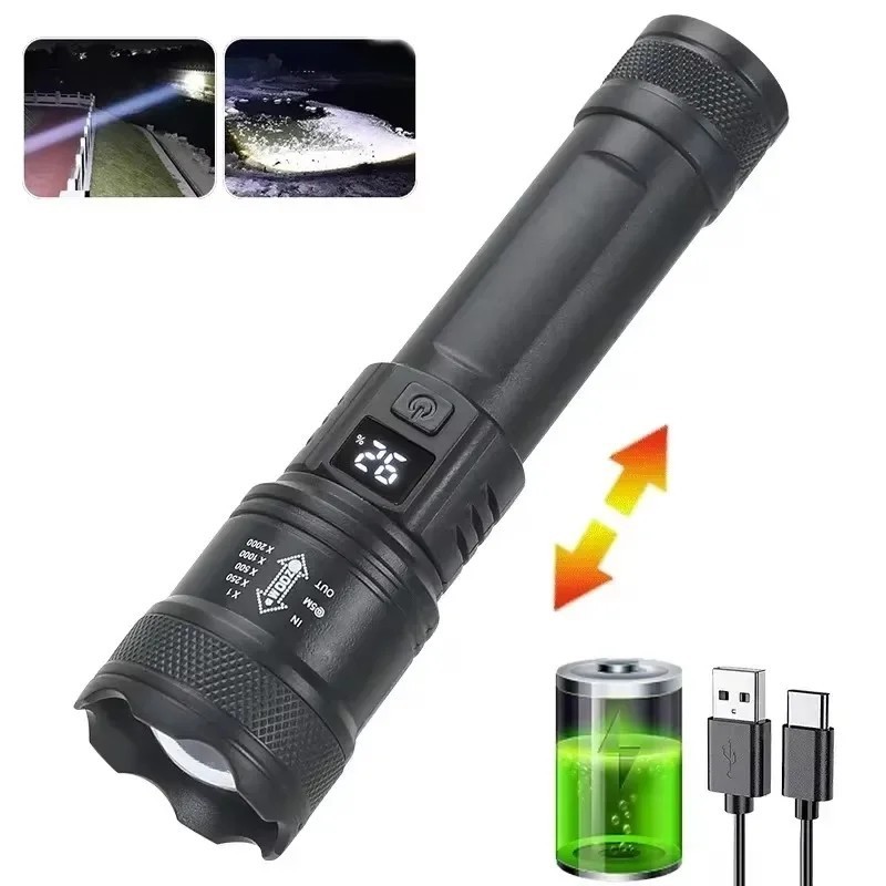 1600000 LM lampe de poche Super lumineuse LED Rechargeable par USB lon 1600000 LM lampe de poche Super lumineuse LED Rechargeable par USB lon