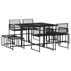 Ensemble à manger de jardin 9 pcs Noir Résine tressée 