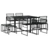 Ensemble à manger de jardin 9 pcs Noir Résine tressée 