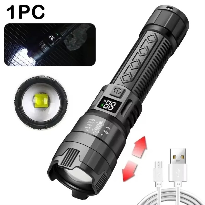1600000 LM lampe de poche Super lumineuse LED Rechargeable par USB lon
