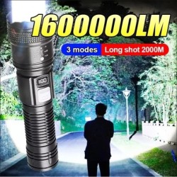 1600000 LM lampe de poche Super lumineuse LED Rechargeable par USB lon
