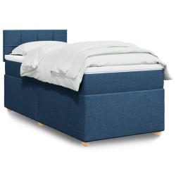 Sommier à lattes de lit avec matelas Bleu 90x190 cm Tissu 