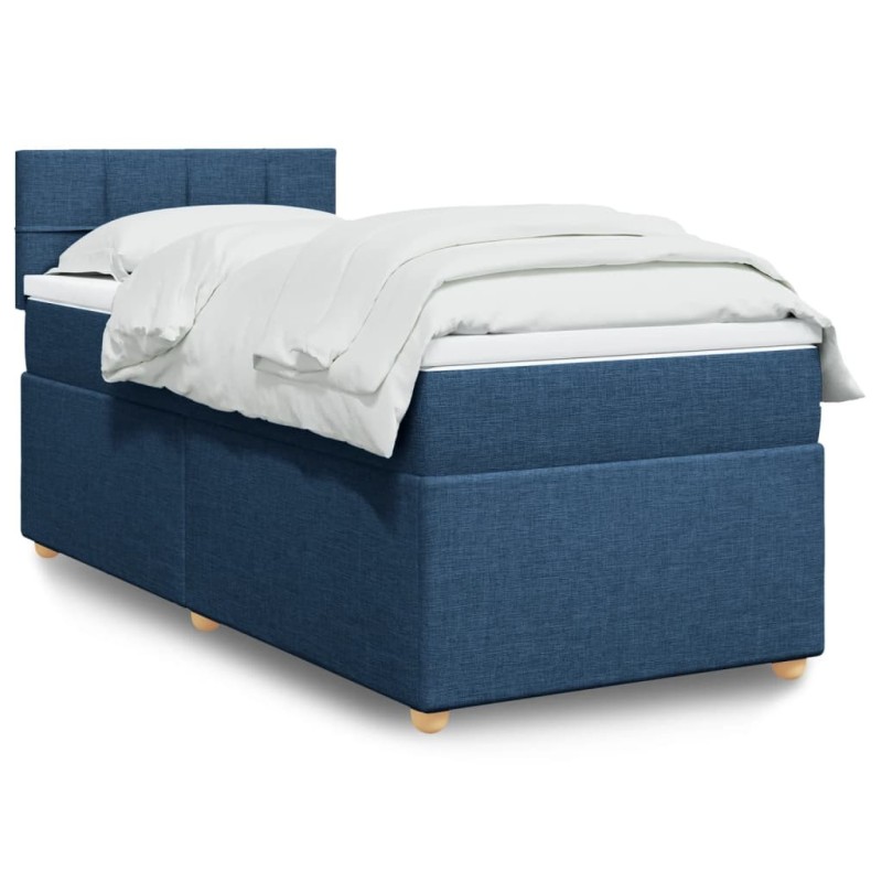 Sommier à lattes de lit avec matelas Bleu 90x190 cm Tissu 