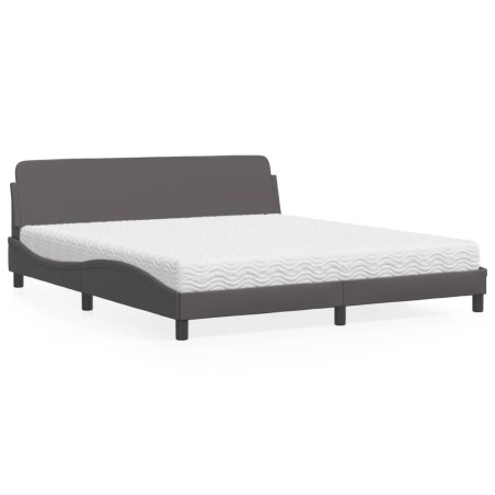 Lit avec matelas gris 180x200 cm similicuir 