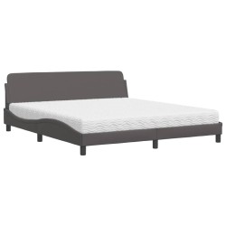 Lit avec matelas gris 180x200 cm similicuir 