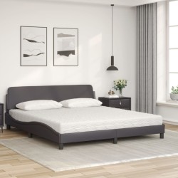 Lit avec matelas gris 180x200 cm similicuir 