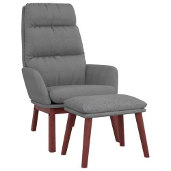 Chaise de relaxation avec tabouret Gris clair Tissu 