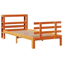 Cadre de lit avec tête de lit sans matelas cire marron 75x190cm 