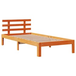 Cadre de lit avec tête de lit sans matelas cire marron 75x190cm 
