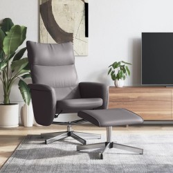 Fauteuil inclinable avec repose-pied gris similicuir 