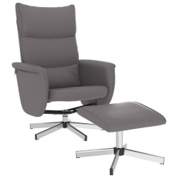 Fauteuil inclinable avec repose-pied gris similicuir 