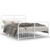 Cadre de lit métal sans matelas et pied de lit blanc 150x200 cm 