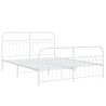 Cadre de lit métal sans matelas et pied de lit blanc 150x200 cm 
