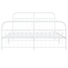Cadre de lit métal sans matelas et pied de lit blanc 150x200 cm 