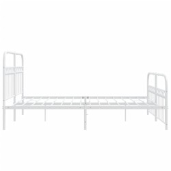 Cadre de lit métal sans matelas et pied de lit blanc 150x200 cm 