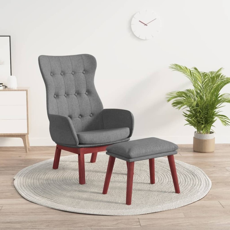 Chaise de relaxation avec repose-pied Gris clair Tissu 