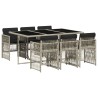 Ensemble à manger de jardin et coussins 7 pcs gris clair rotin 