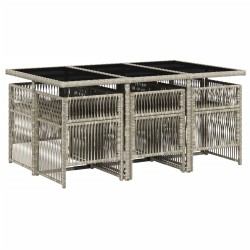 Ensemble à manger de jardin et coussins 7 pcs gris clair rotin 