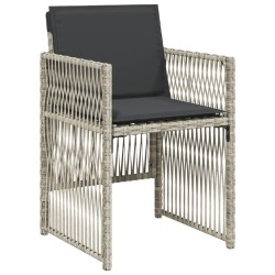 Ensemble à manger de jardin et coussins 7 pcs gris clair rotin 
