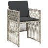 Ensemble à manger de jardin et coussins 7 pcs gris clair rotin 