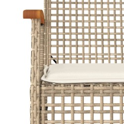 Ensemble à manger de jardin avec coussins 5pcs Beige poly rotin 