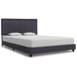 Cadre de lit sans matelas gris foncé tissu 140x200 cm 