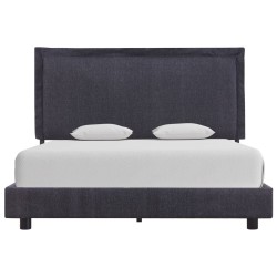 Cadre de lit sans matelas gris foncé tissu 140x200 cm 