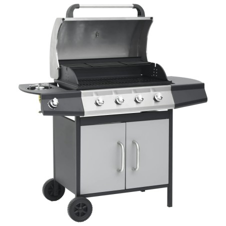Barbecue à gaz 4+1 zones cuisson Noir et argenté Acier et inox  