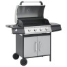 Barbecue à gaz 4+1 zones cuisson Noir et argenté Acier et inox  