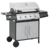 Barbecue à gaz 4+1 zones cuisson Noir et argenté Acier et inox  