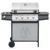 Barbecue à gaz 4+1 zones cuisson Noir et argenté Acier et inox  
