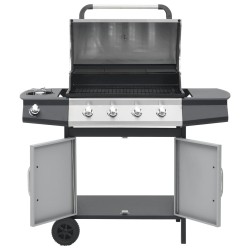 Barbecue à gaz 4+1 zones cuisson Noir et argenté Acier et inox  