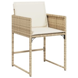 Ensemble à manger de jardin et coussins 9 pcs beige Poly rotin 