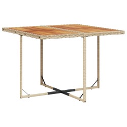 Ensemble à manger de jardin et coussins 9 pcs beige Poly rotin 