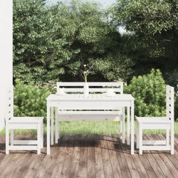 Ensemble à manger de jardin 4 pcs blanc bois massif de pin 