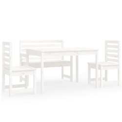 Ensemble à manger de jardin 4 pcs blanc bois massif de pin 