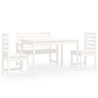 Ensemble à manger de jardin 4 pcs blanc bois massif de pin 