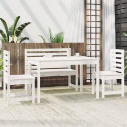 Ensemble à manger de jardin 4 pcs blanc bois massif de pin 
