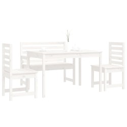 Ensemble à manger de jardin 4 pcs blanc bois massif de pin 