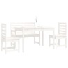 Ensemble à manger de jardin 4 pcs blanc bois massif de pin 