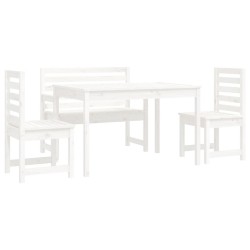 Ensemble à manger de jardin 4 pcs blanc bois massif de pin 