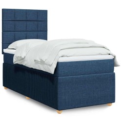 Sommier à lattes de lit avec matelas Bleu 90x190 cm Tissu 